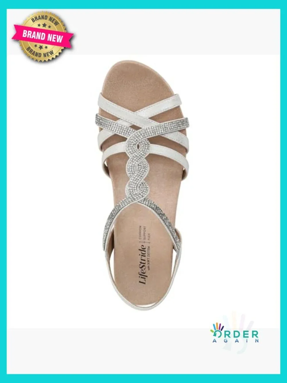 Wedge Sandals Slingback Rhinestone Casual Comfort Slip On 1 7/8 Inch Heel